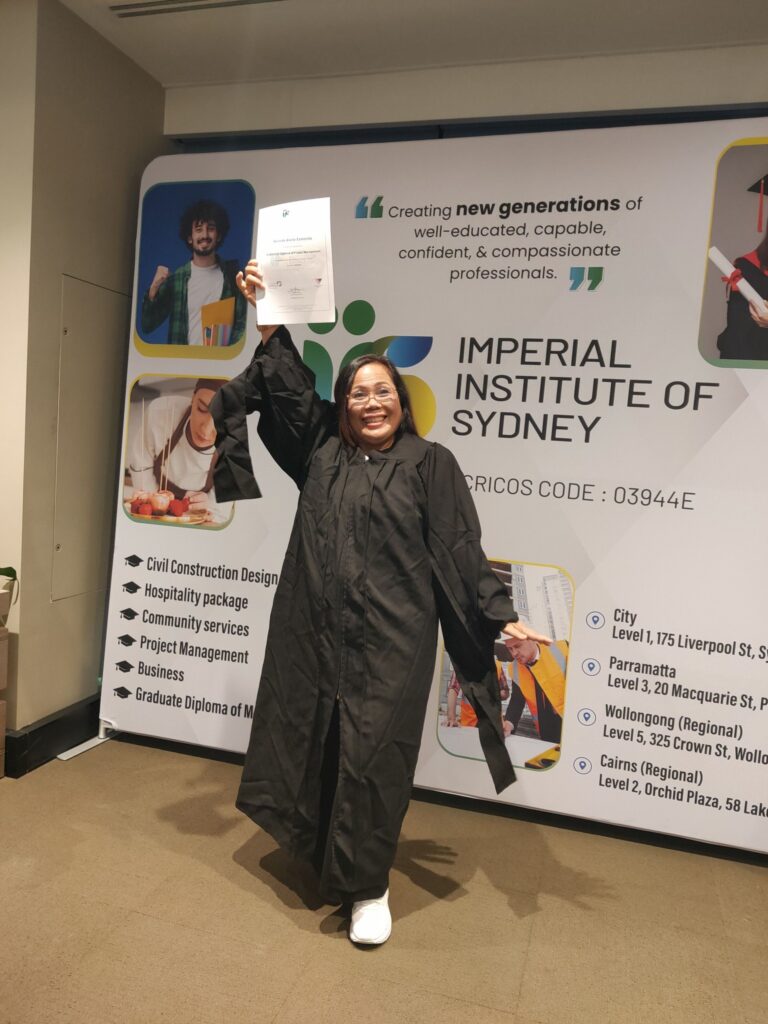Bell Esmenda got her Degree from Imperial Institute of Sydney