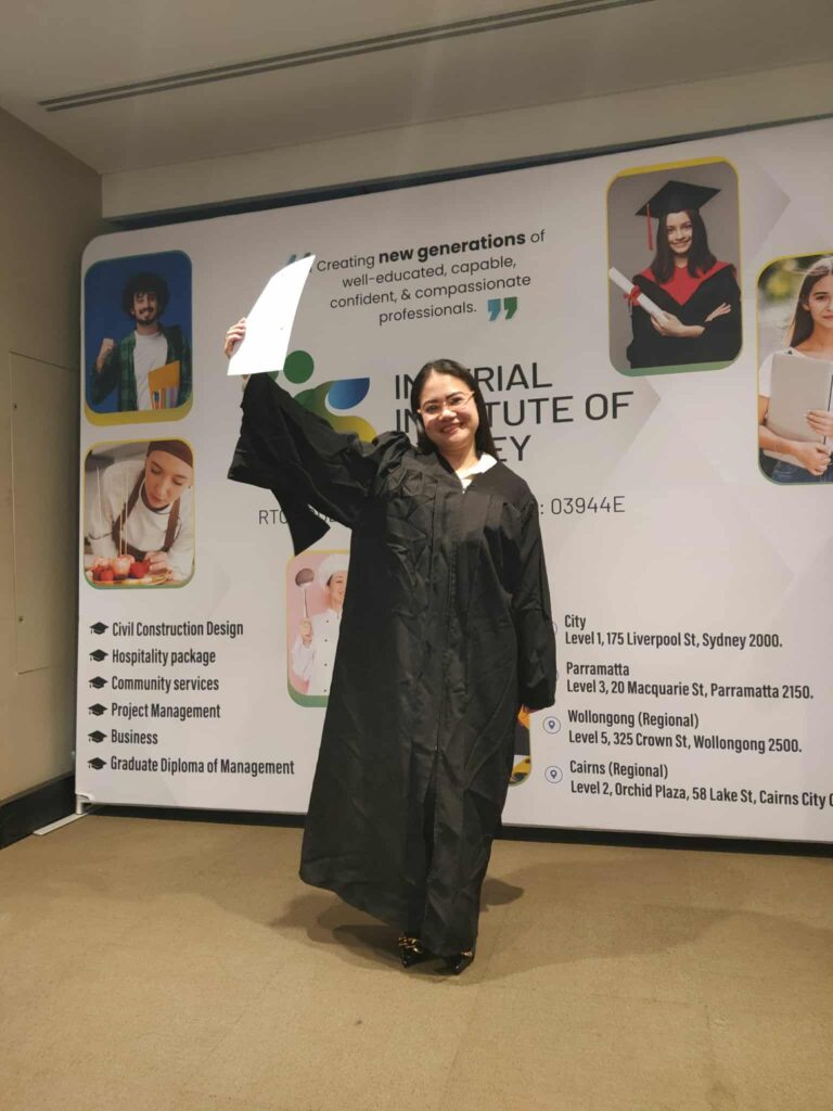 Christy Gutierrez Martinez got her Degree from Imperial Institute of Sydney