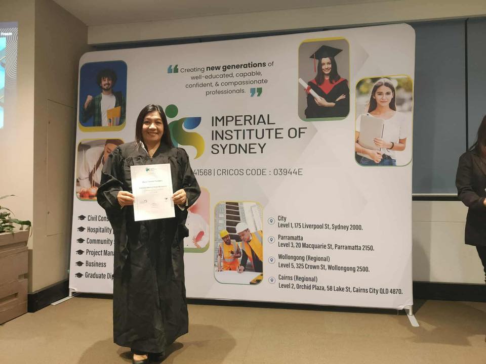 Maria Theresa Tenedero got her Degree from Imperial Institute of Sydney